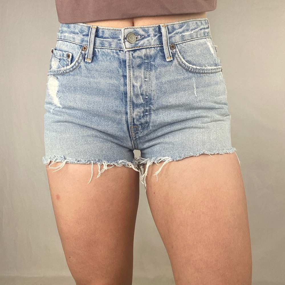 GRLFRND Cindy High Rise Distressed Jean Denim Short in Color You Needed Me Boho - Picture 4 of 8